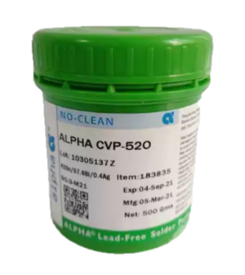 Паста паяльная низкотемпературная бессвинцовая ALPHA CVP520 (42Sn57.6BiO.4Ag) 500g