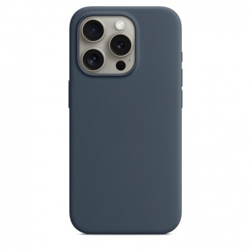 Чехол для iPhone 15 Pro MagSafe Silicone Case (закрытый низ) темно синий
