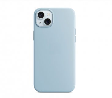 Чехол для iPhone 15 Plus MagSafe Silicone Case (закрытый низ) голубой