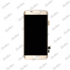 Дисплей для Samsung SM-G925 Galaxy S6 Edge в рамке тачскрин золотой OEM LCD