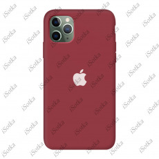 Чехол Apple iPhone 11 Liquid Silicone Case (закрытый низ) (темно-красный)