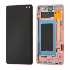 Дисплей для Samsung SM-G973F Galaxy S10 GH97-21065A тачскрин в рамке розовый OEM
