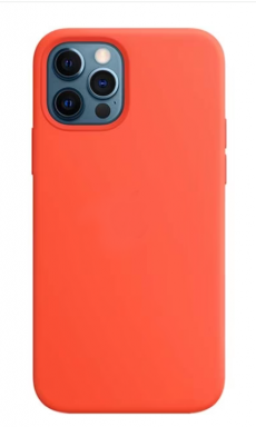 Чехол для iPhone 12 / 12 Pro MagSafe Silicone Case (закрытый низ) красно оранжевый