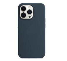 Чехол для iPhone 13 Pro MagSafe Silicone Case (закрытый низ) темно-синий