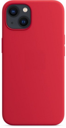 Чехол для iPhone 13 mini MagSafe Silicone Case (закрытый низ) красный