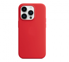 Чехол для iPhone 14 Pro MagSafe Silicone Case (закрытый низ) красный