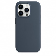 Чехол для iPhone 14 Pro MagSafe Silicone Case (закрытый низ) темно-синий
