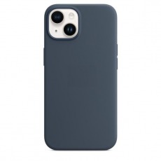 Чехол для iPhone 14 MagSafe Silicone Case (закрытый низ) темно-синий