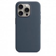 Чехол для iPhone 15 Pro MagSafe Silicone Case (закрытый низ) темно синий