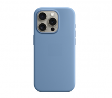 Чехол для iPhone 15 Pro MagSafe Silicone Case (закрытый низ) синий