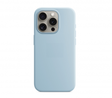 Чехол для iPhone 15 Pro Max MagSafe Silicone Case (закрытый низ) голубой