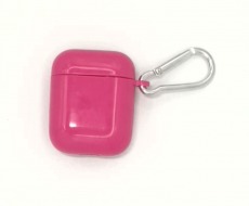 Чехол для AirPods 1/2 серия силикон плотный (ярко-розовый)