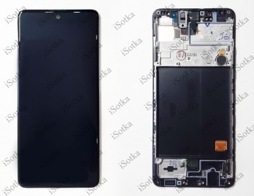 Дисплей для Samsung SM-A515F Galaxy A51 в рамке тачскрин черный OEM LCD