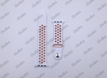 Ремешок силиконовый спорт Watch Series 42mm/44mm (Бело-розовый) N13