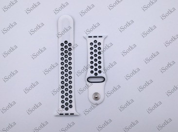 Ремешок силиконовый спорт Watch Series 42mm/44mm (Бело-черный) N19