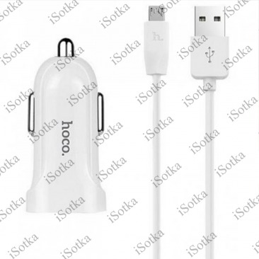 АЗУ Hoco Z27 2USB 2.4A + кабель TYPE C USB, (белый)