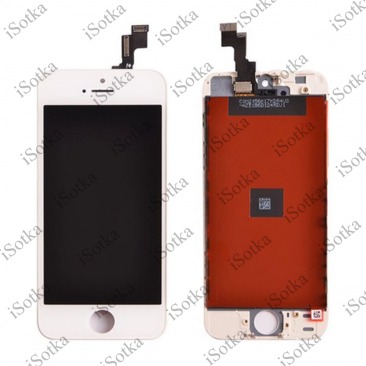 Дисплей для Apple iPhone 5S / iPhone SE + тачскрин с рамкой белый (LCD оригинал/Замененное стекло)