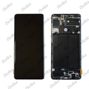 Дисплей для Samsung SM-A715F Galaxy A71 в рамке тачскрин черный OEM LCD