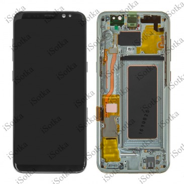 Дисплей для Samsung SM-G950F Galaxy S8 тачскрин в рамке серебряный OEM