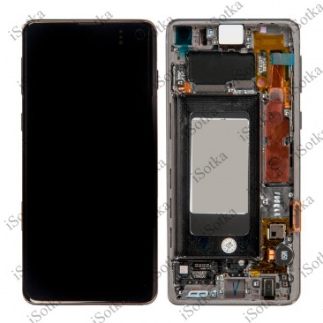 Дисплей для Samsung SM-G973F Galaxy S10 GH97-21065A тачскрин в рамке черный OEM LCD