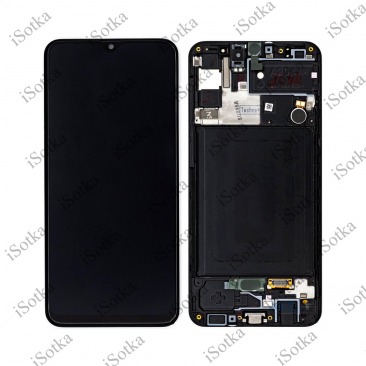 Дисплей для Samsung SM-A307F Galaxy A30S GH82-21190A в рамке тачскрин черный OEM