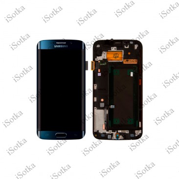 Дисплей для Samsung SM-G925F Galaxy S6 Edge в рамке тачскрин синий OEM LCD