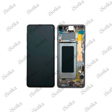 Дисплей для Samsung SM-G970F Galaxy S10e тачскрин в рамке серебряный OEM LCD