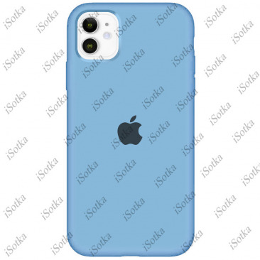 Чехол Apple iPhone 11 Liquid Silicone Case (закрытый низ) (сине-голубой)