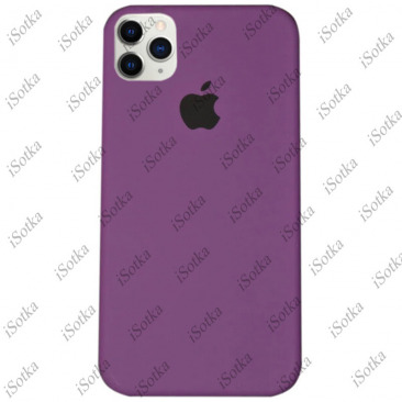 Чехол Apple iPhone 11 Liquid Silicone Case (закрытый низ) (фиолетовая фуксия)