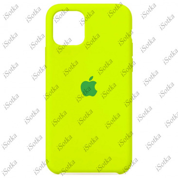 Чехол Apple iPhone 12 Pro Max Liquid Silicone Case (закрытый низ) (неоново-желтый)