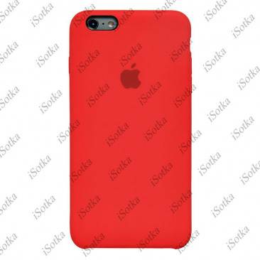 Чехол Apple iPhone 6 / 6S Liquid Silicone Case (закрытый низ) (темно-красный)