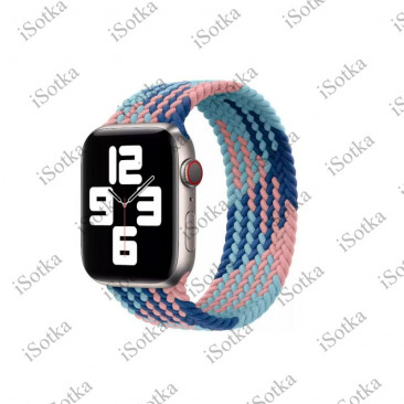 Плетёный монобраслет Apple Watch Series "M" 42mm/44mm "Ромб" (синий/розовый) 1:1