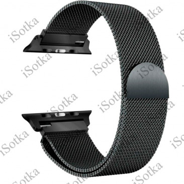 Ремешок миланская петля на магните для Apple Watch Series 42mm/44mm/45mm/49mm (черный)