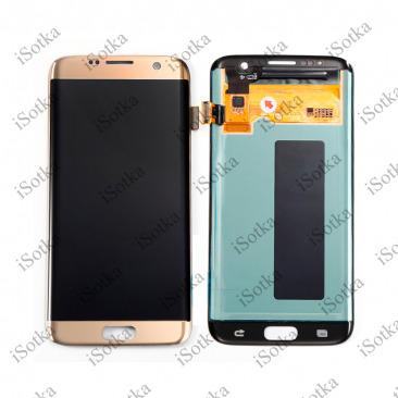 Дисплей для Samsung SM-G935F Galaxy S7 Edge тачскрин золотой OEM LCD