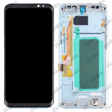 Дисплей для Samsung SM-G955F Galaxy S8 Plus тачскрин в рамке голубой OEM LCD