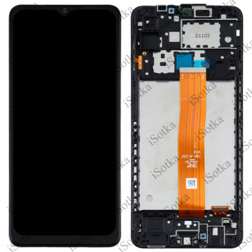 Дисплей для Samsung SM-A125F Galaxy A12 в рамке тачскрин черный OEM Lcd