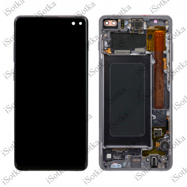 Дисплей для Samsung SM-G975F Galaxy S10 Plus тачскрин с рамкой черный OEM LCD