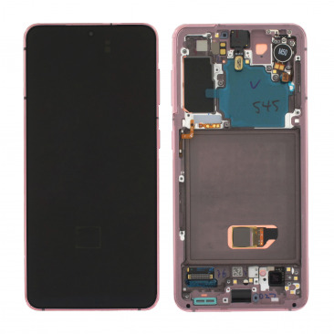 Дисплей для Samsung SM-G991F Galaxy S21 5G тачскрин в рамке розовый OEM