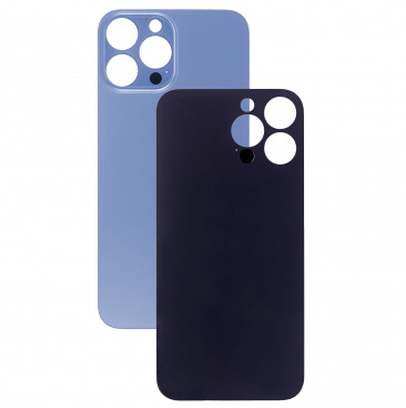 Задняя крышка для iPhone 13 Pro Max голубой (c увеличенным вырезом под камеру) (с лого)