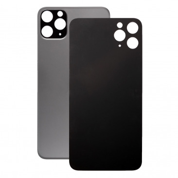 Задняя крышка для iPhone 11 Pro Max (черный) (Ростест) (cтандартный вырез под камеру) (с лого)