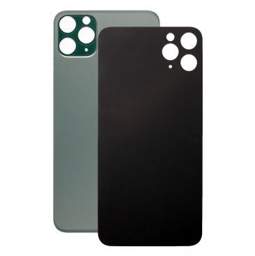 Задняя крышка для iPhone 11 Pro Max (черный) (Ростест) (c увеличенным вырезом под камеру) (с лого)