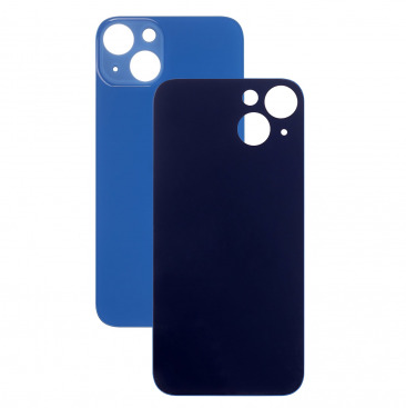 Задняя крышка для iPhone 13 синий (c увеличенным вырезом под камеру) (с лого)