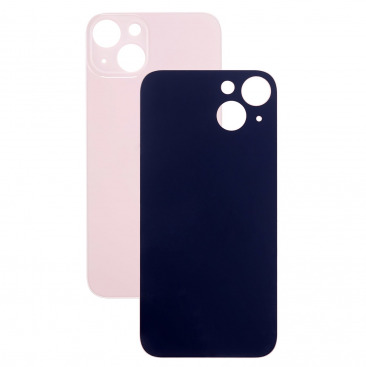 Задняя крышка для iPhone 13 розовый (c увеличенным вырезом под камеру) (с лого)