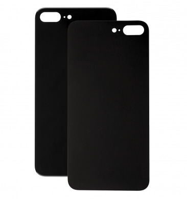 Задняя крышка для iPhone 8 Plus черный (Ростест) (c увеличенным вырезом под камеру) (с лого)
