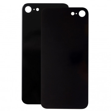 Задняя крышка для iPhone 8 черный (Ростест) (c увеличенным вырезом под камеру) (с лого)