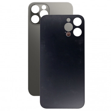 Задняя крышка для iPhone 12 Pro черный (c увеличенным вырезом под камеру) (с лого)