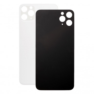 Задняя крышка для iPhone 11 Pro (белый) (c увеличенным вырезом под камеру) (с лого)