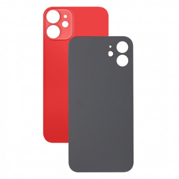 Задняя крышка для iPhone 12 Mini красный (c увеличенным вырезом под камеру) (с лого)