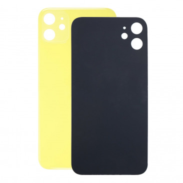 Задняя крышка для iPhone 11 желтая c увеличеннем вырезом под камеру (Ростест)  (с лого)