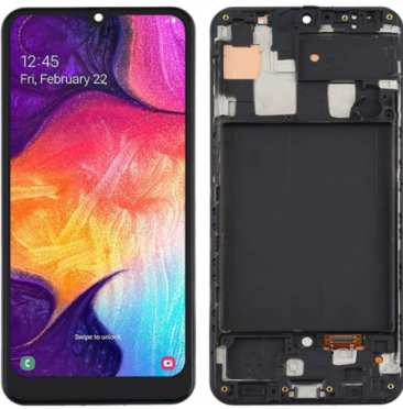 Дисплей для Samsung SM-A505F Galaxy A50 в рамке тачскрин черный OEM
